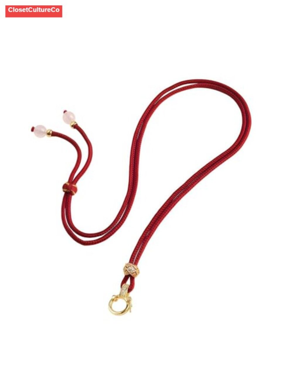 3FT Adjustable Braided Pendant Necklace Cord Gold Plated Rhinestone Clasp for